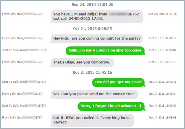 mensajes de texto del iPhone en formatoHTML 
