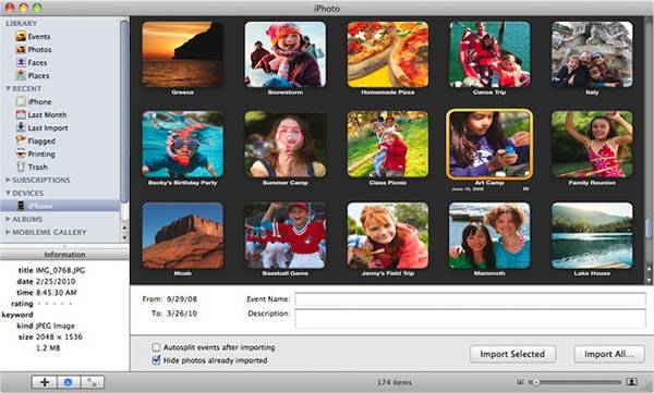 transferir fotos desde el iPhone a Mac con iPhoto