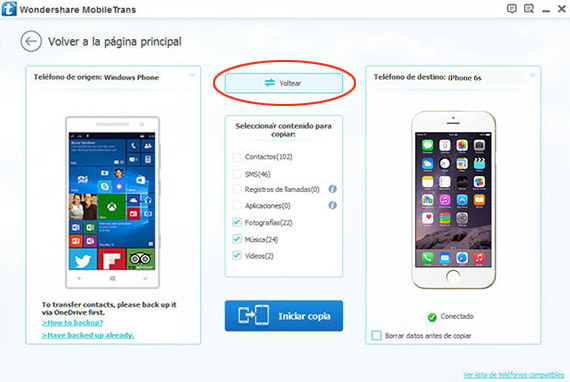 conecte el teléfono Windows y el iPhone a la computadora