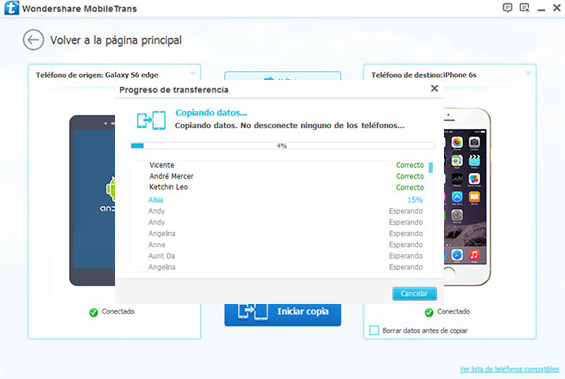 empiece la transferencia de Android a iPhone